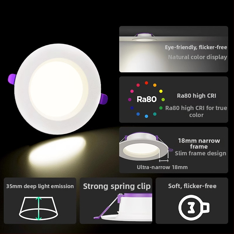 LED griestu lampiņa dzīvojamam istabai, 7W/9W/12W, LED avots, 220V, slēgta uzstādīšana, PVC korpuss