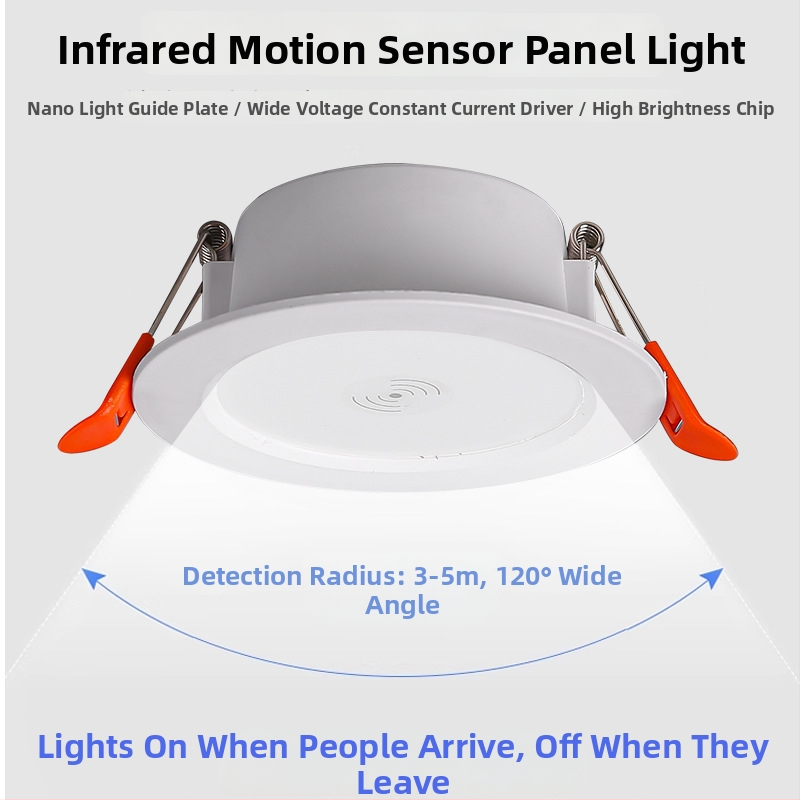 LED downlight ar inteliģentu radara kustības sensoru un gaismas kontroli - LED avots, spriegums ≤36V, CRI 80–89, slēgta uzstādīšana