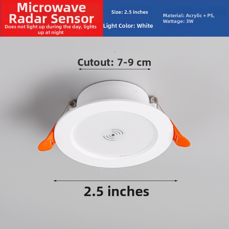 LED downlight su išmaniuoju radaro judesio jutikliu ir šviesos kontrole - LED šaltinis, įtampa ≤36V, CRI 80–89, paslėptas montavimas