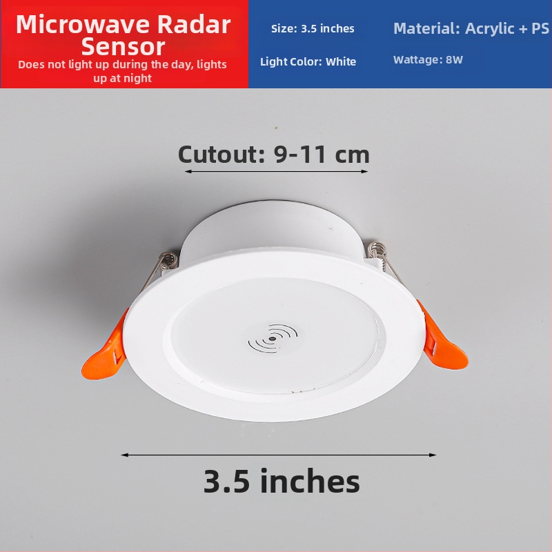LED downlight su išmaniuoju radaro judesio jutikliu ir šviesos kontrole - LED šaltinis, įtampa ≤36V, CRI 80–89, paslėptas montavimas