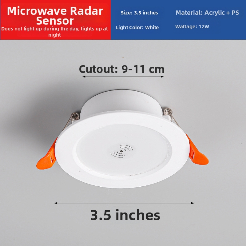 LED downlight su išmaniuoju radaro judesio jutikliu ir šviesos kontrole - LED šaltinis, įtampa ≤36V, CRI 80–89, paslėptas montavimas