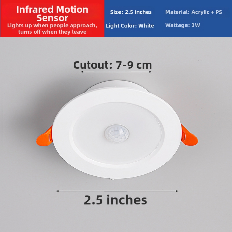 LED downlight su išmaniuoju radaro judesio jutikliu ir šviesos kontrole - LED šaltinis, įtampa ≤36V, CRI 80–89, paslėptas montavimas