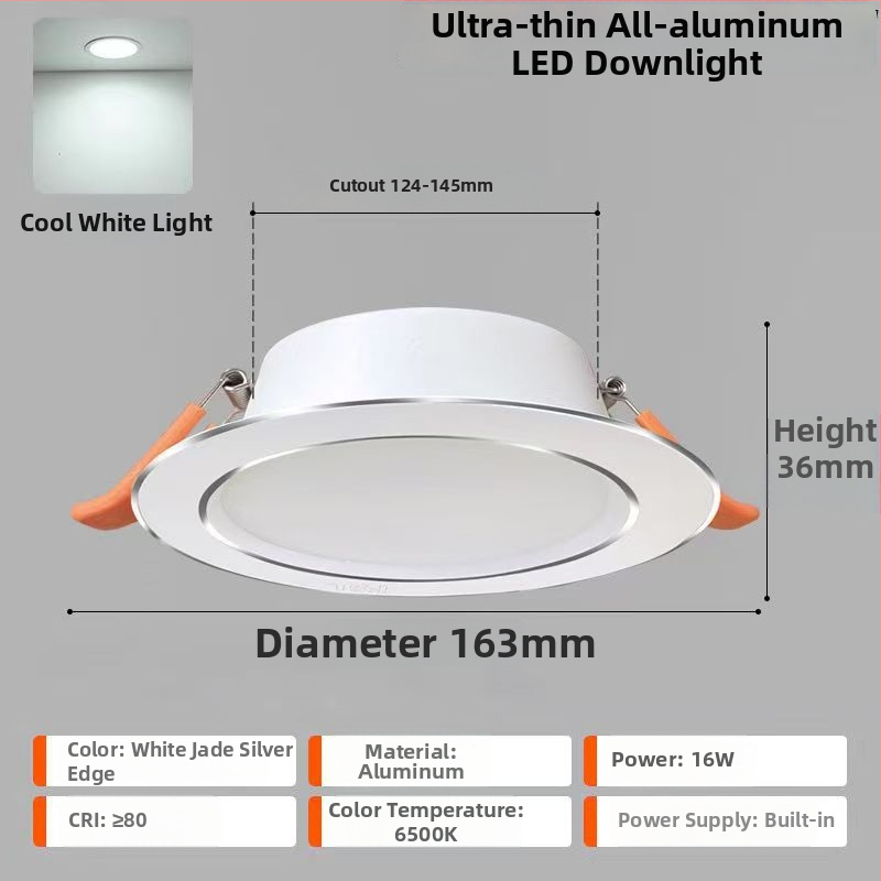 LED laevalgusti – ultraõhuke alumiiniumkorpus, peidetud paigaldus, 6500K päevavalgus, 220V, CRI 70–79