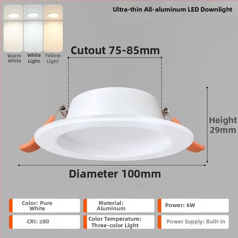 LED laevalgusti – ultraõhuke alumiiniumkorpus, peidetud paigaldus, 6500K päevavalgus, 220V, CRI 70–79