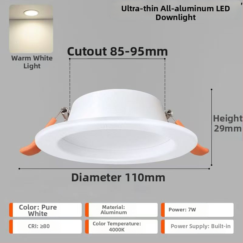 LED laevalgusti – ultraõhuke alumiiniumkorpus, peidetud paigaldus, 6500K päevavalgus, 220V, CRI 70–79