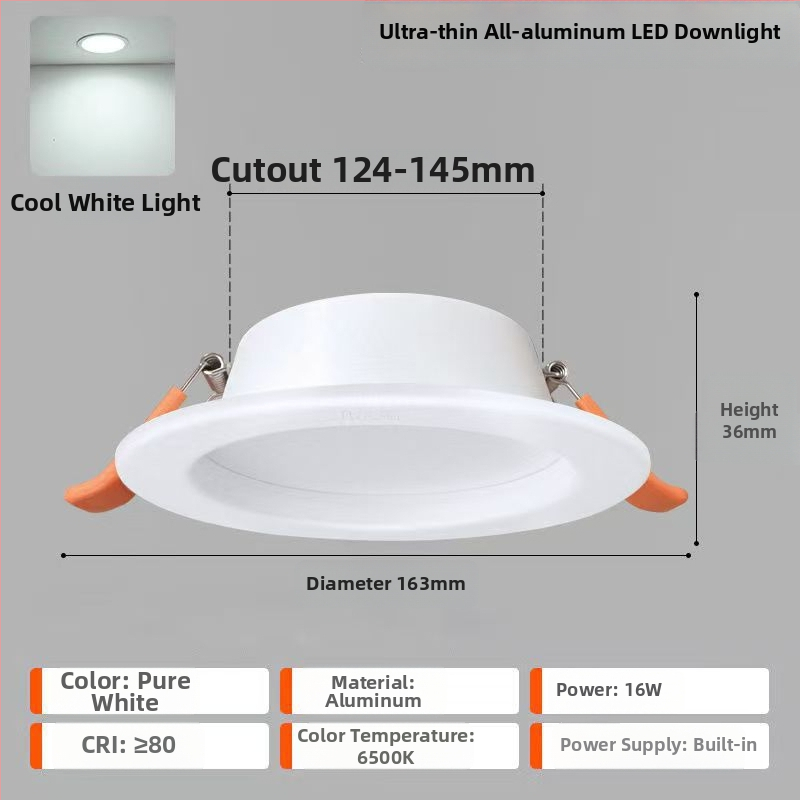 LED laevalgusti – ultraõhuke alumiiniumkorpus, peidetud paigaldus, 6500K päevavalgus, 220V, CRI 70–79