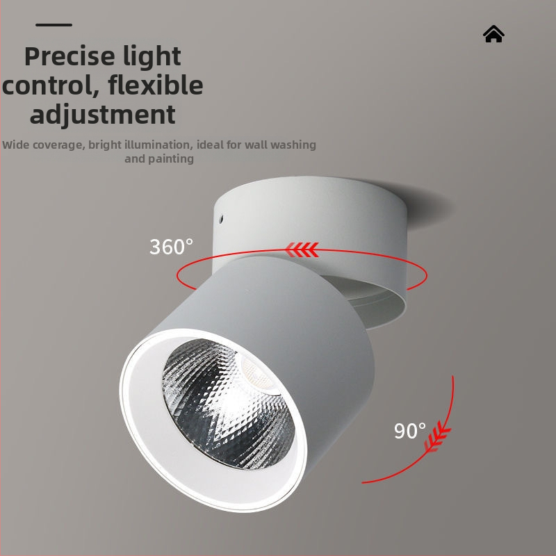 Paviršinis LED šviestuvas su sulankstoma, pasukama galva, 220V, aliuminio korpusas