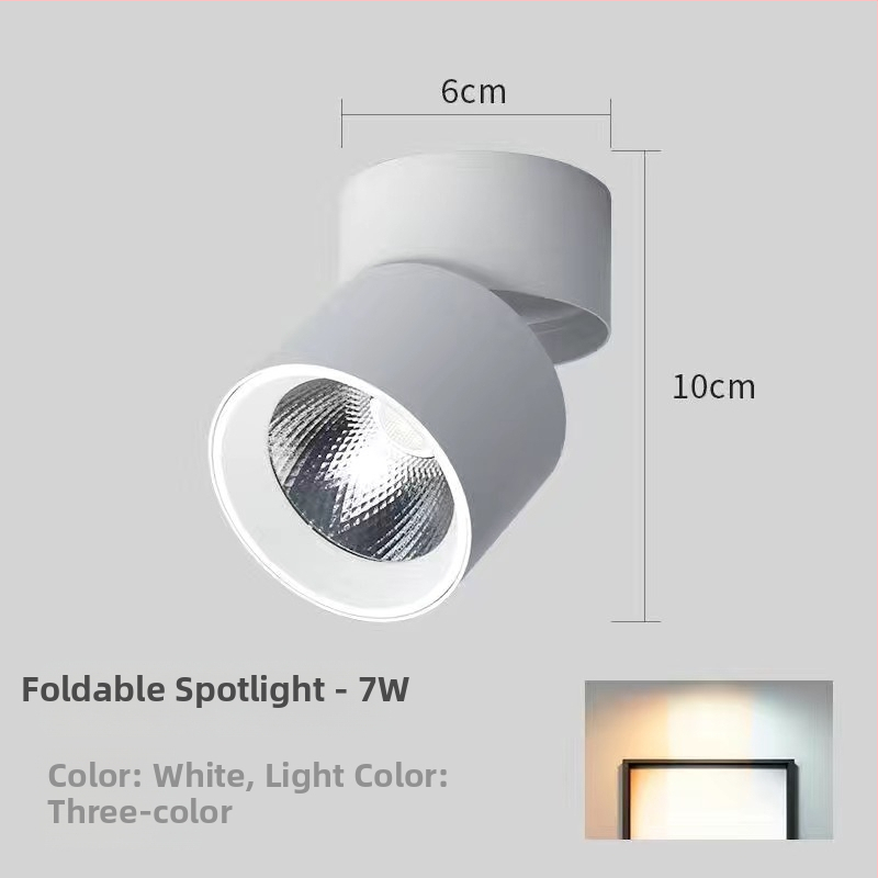 Paviršinis LED šviestuvas su sulankstoma, pasukama galva, 220V, aliuminio korpusas