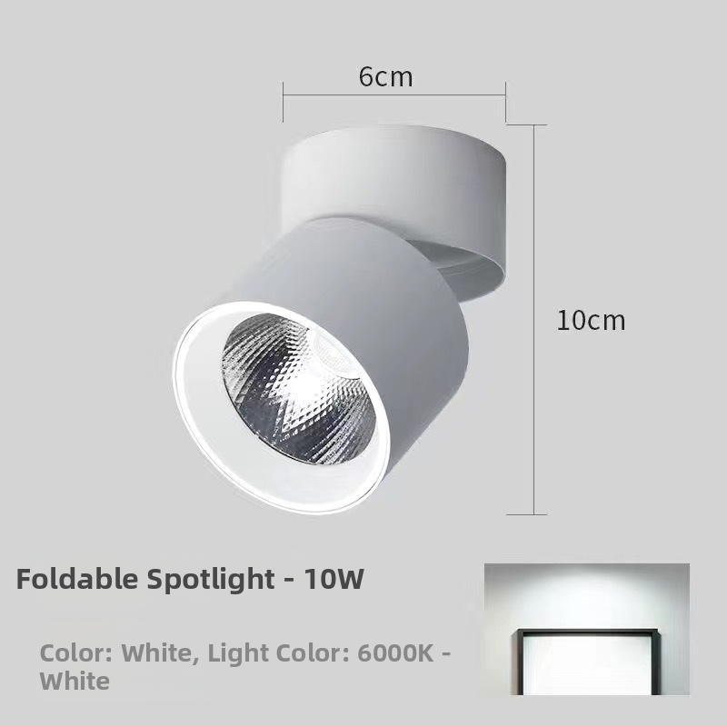 Paviršinis LED šviestuvas su sulankstoma, pasukama galva, 220V, aliuminio korpusas