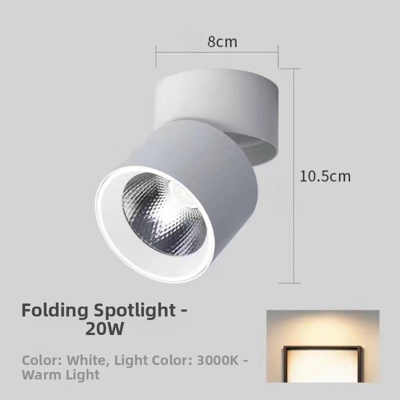 Paviršinis LED šviestuvas su sulankstoma, pasukama galva, 220V, aliuminio korpusas