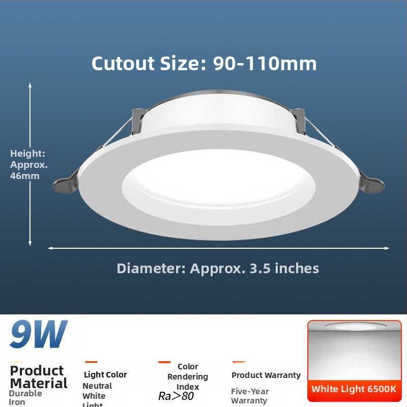 Qianhua LED laevalgusti, 7W/9W/12W, peidetud paigaldus, 220V, värvitemperatuur 3000K/4000K/6500K, CRI 70–79