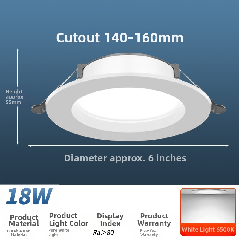 Qianhua LED laevalgusti, 7W/9W/12W, peidetud paigaldus, 220V, värvitemperatuur 3000K/4000K/6500K, CRI 70–79