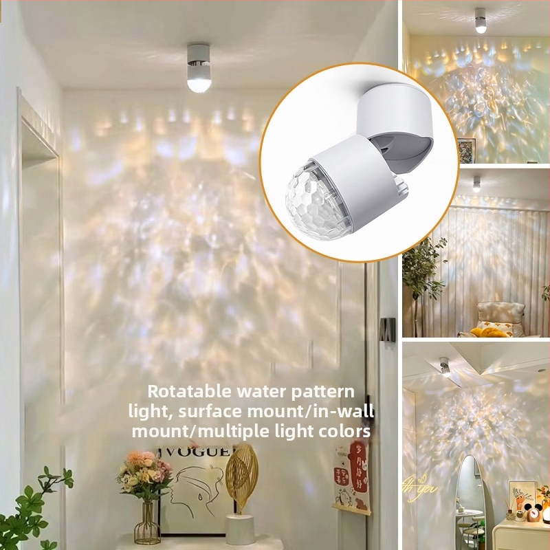 LED ambientné svetlo s vodným vlnovým vzorom, povrchovo montované reflektorové osvetlenie do chodby, moderný minimalistický štýl, 220V, hliníkové puzdro, ovládanie káblom