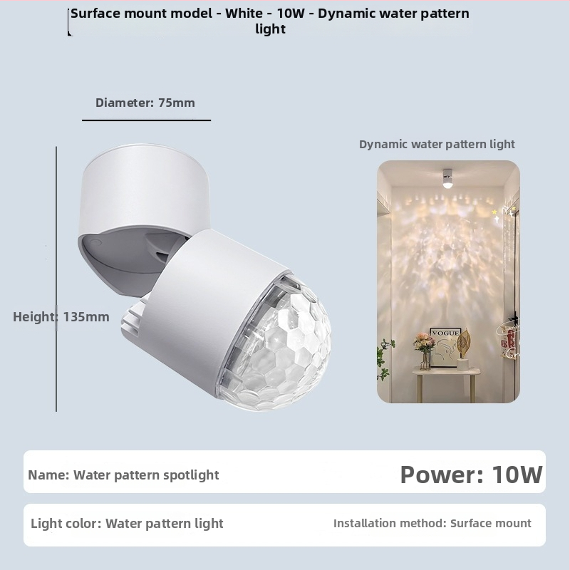 LED ambientné svetlo s vodným vlnovým vzorom, povrchovo montované reflektorové osvetlenie do chodby, moderný minimalistický štýl, 220V, hliníkové puzdro, ovládanie káblom