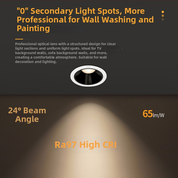 Anti-glare sissehitatud LED prožektor RA97, CRI≥95, 220V, alumiiniumkorpus, NVC, moods minimalistlik stiil