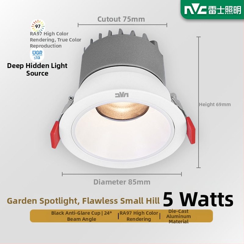 Anti-glare sissehitatud LED prožektor RA97, CRI≥95, 220V, alumiiniumkorpus, NVC, moods minimalistlik stiil