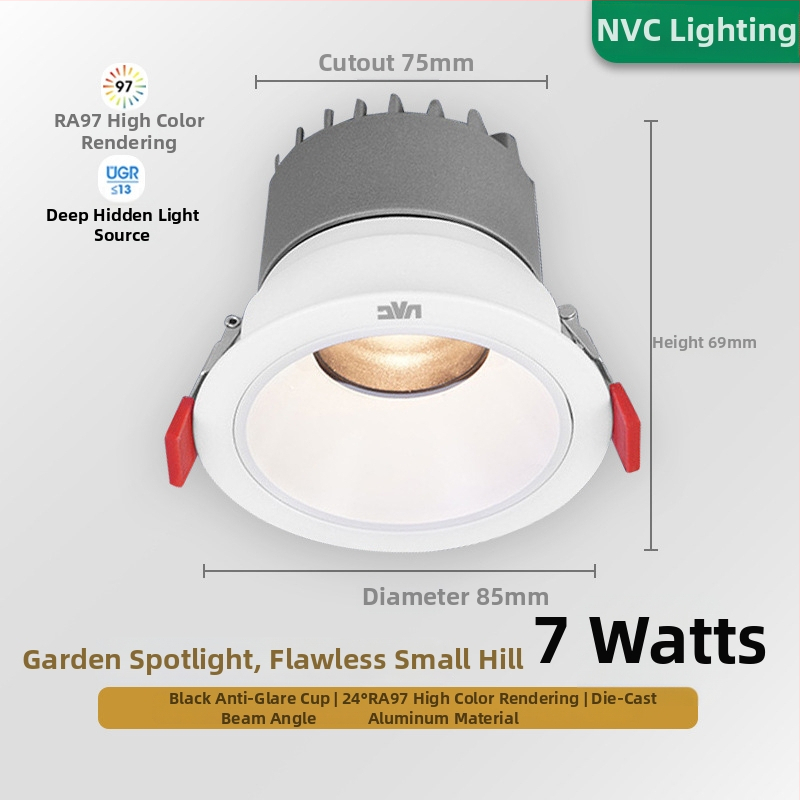 Anti-glare sissehitatud LED prožektor RA97, CRI≥95, 220V, alumiiniumkorpus, NVC, moods minimalistlik stiil
