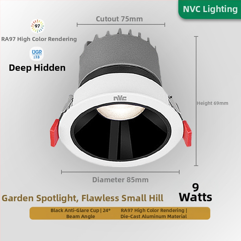 Anti-glare sissehitatud LED prožektor RA97, CRI≥95, 220V, alumiiniumkorpus, NVC, moods minimalistlik stiil