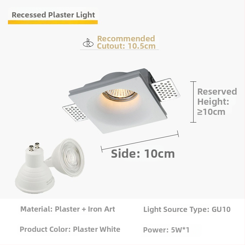 GU10 LED gipspõhine peidetud laevalgusti, 6-10W, 220V, kolmes värvi dimming (3000K/4000K/6000K), CRI ≥90, peidetud paigaldus