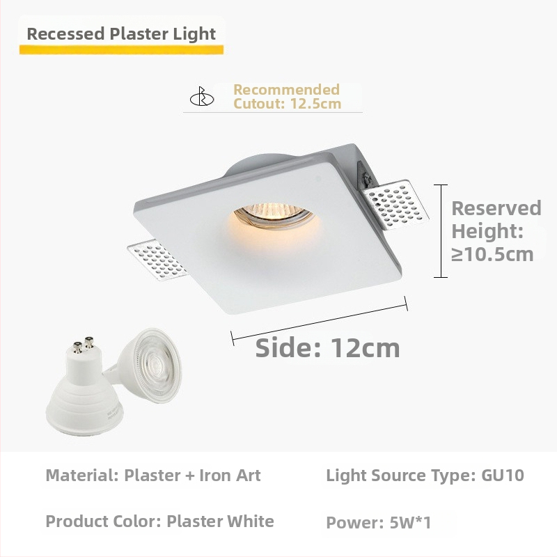 GU10 LED gipspõhine peidetud laevalgusti, 6-10W, 220V, kolmes värvi dimming (3000K/4000K/6000K), CRI ≥90, peidetud paigaldus