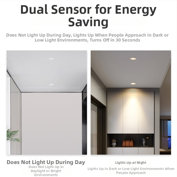 LED downlight ar infrasarkano kustības sensoru, iegravēts griestos, 85–265 V, 630–810 lm, 3000K/4000K/6000K