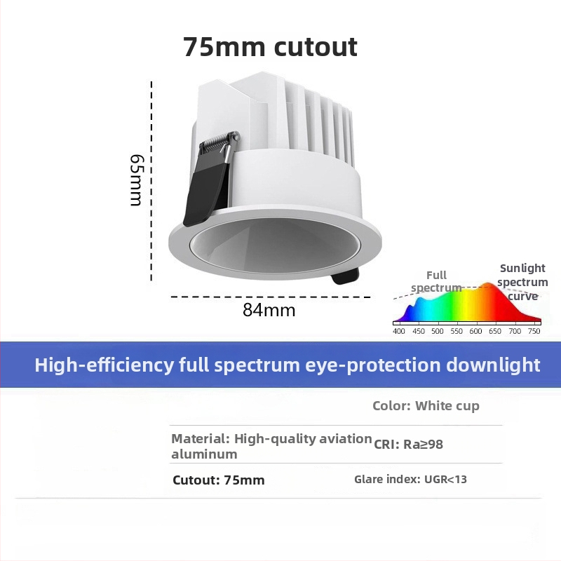 LED downlight CRI ≥90, 220V, peidetud paigaldus, alumiiniumkorpus