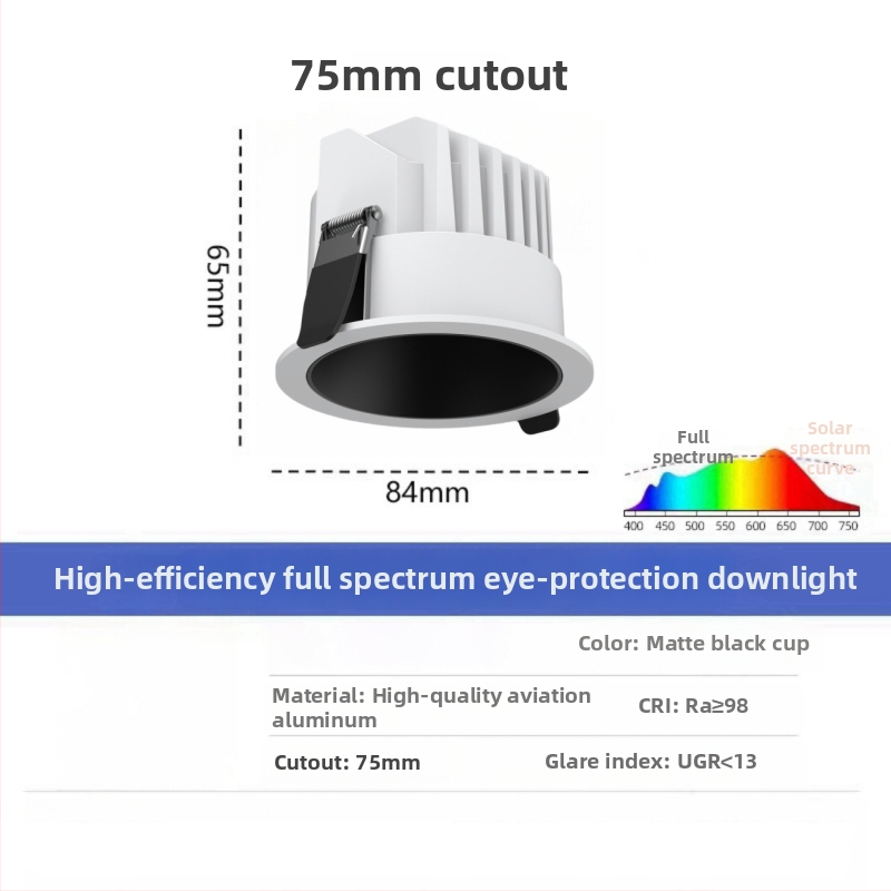 LED downlight CRI ≥90, 220V, peidetud paigaldus, alumiiniumkorpus