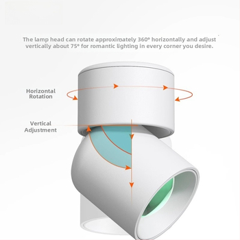 LED повърхностно монтиран прожектор с регулируем ъгъл за входно антре — модерен стил, алуминиев корпус, 220V, CRI≥95, бутонен превключвател