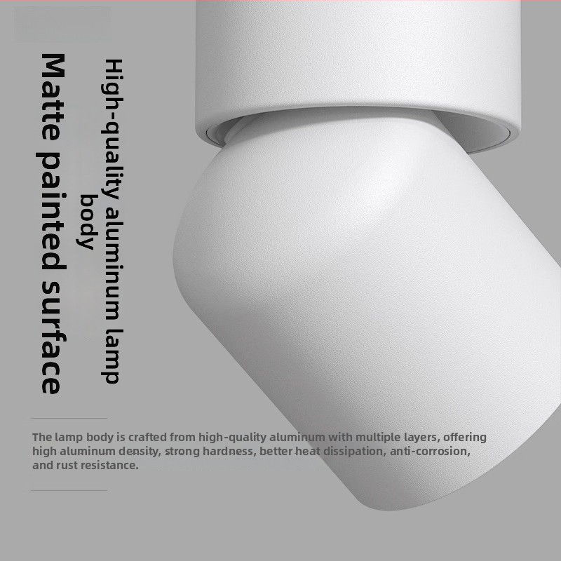 LED повърхностно монтиран прожектор с регулируем ъгъл за входно антре — модерен стил, алуминиев корпус, 220V, CRI≥95, бутонен превключвател