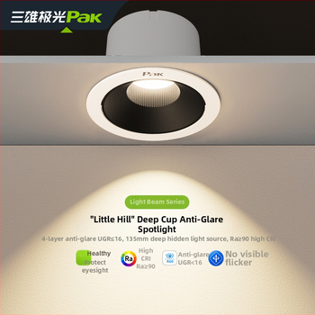 LED прожектор за вграждане Three Heroes Aurora, защита на очите, вградена стенна лампа (Напрежение 220V; Мощност 4.8W/7W/9W/12W; Бутонен превключвател; Стенно управление; Корпус PC)