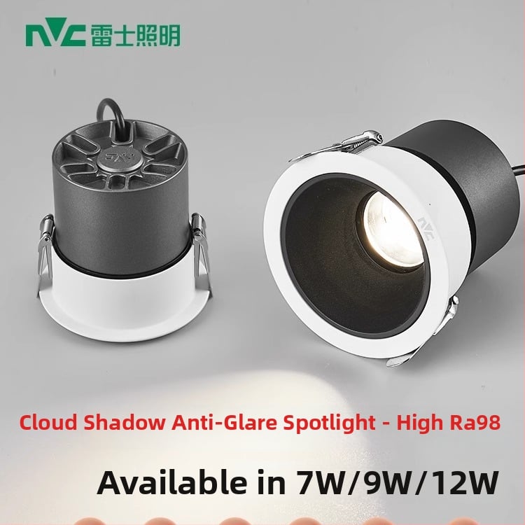 LED COB осветител за таван, дълбок купол антиотразителен, вградена, тесен ръб, модел RA97, 220V, алуминиев корпус, стенно управление