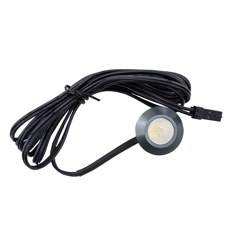 Вградена LED прожектор за котешко око за витрини и винени шкафове, 12V ниско напрежение, кръгъл корпус от алуминиев сплав, скрит шкафов осветител