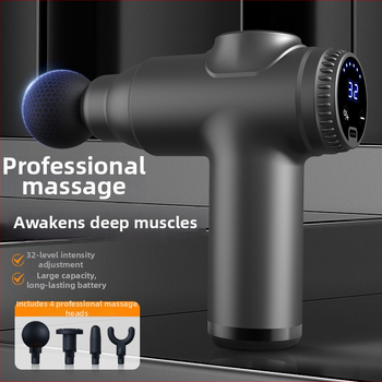 Mini fascia masážny prístroj pre uvoľnenie svalov, 4 hlavice, LCD displej, 4 rýchlosti, nízka hlučnosť 36–45 dB, vstavaná batéria 1000–1200 mAh.