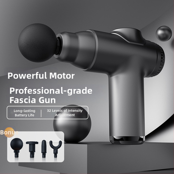 Mini fascia masážny prístroj pre uvoľnenie svalov, 4 hlavice, LCD displej, 4 rýchlosti, nízka hlučnosť 36–45 dB, vstavaná batéria 1000–1200 mAh.