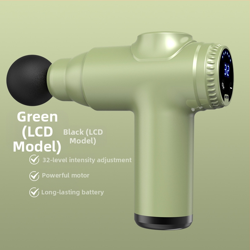 Mini fascia masážny prístroj pre uvoľnenie svalov, 4 hlavice, LCD displej, 4 rýchlosti, nízka hlučnosť 36–45 dB, vstavaná batéria 1000–1200 mAh.