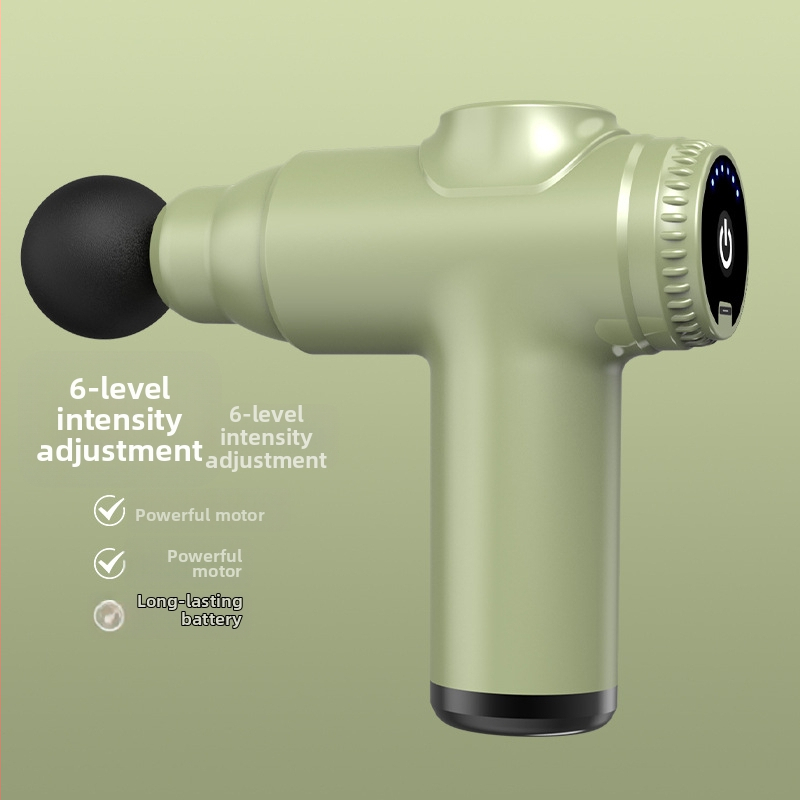 Mini fascia masážny prístroj pre uvoľnenie svalov, 4 hlavice, LCD displej, 4 rýchlosti, nízka hlučnosť 36–45 dB, vstavaná batéria 1000–1200 mAh.