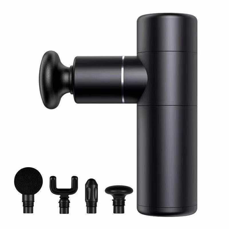 Mini masažni pištolj od aluminijske legure, s bezčetkasti motorom, prijenosni, višepozicijsko podešavanje, 4 nastavka