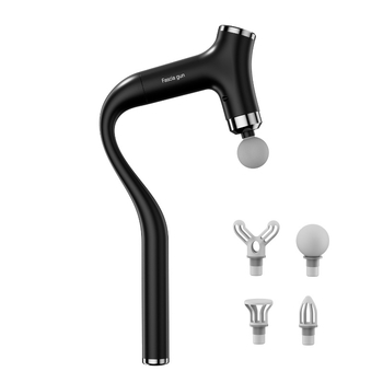 Odvojivi ručni mišićno-fasijalni masažer s dugom drškom i zakrivljenom glavom, za kućnu upotrebu, kefni motor, 5+ brzina, 1 glavica za masažu, ugrađena baterija 1200–2000 mAh, tiho djelovanje