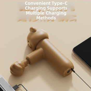 Mini fascia masažo pistoleto su 5 galvutėmis, bešepetinis variklis, 4 greičiai, įmontuota 7.4V baterija, tylus – iki 36 dB