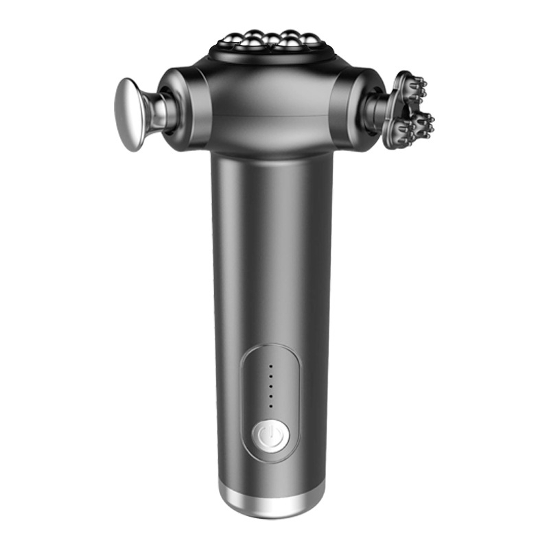 Masaj electric profesional cu trei capete – masaj fascia portabil pentru relaxare și fitness, baterie încorporată, 5 viteze, autonomie 1–3 h