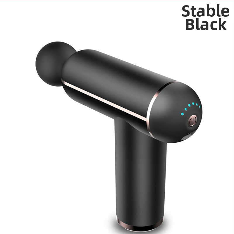 Mini fascijos masažuoklis su įmontuota baterija, šepetinis variklis, 4 masažo antgaliai, karštojo kompresijos funkcija, LCD ekranas su 32 lygiais