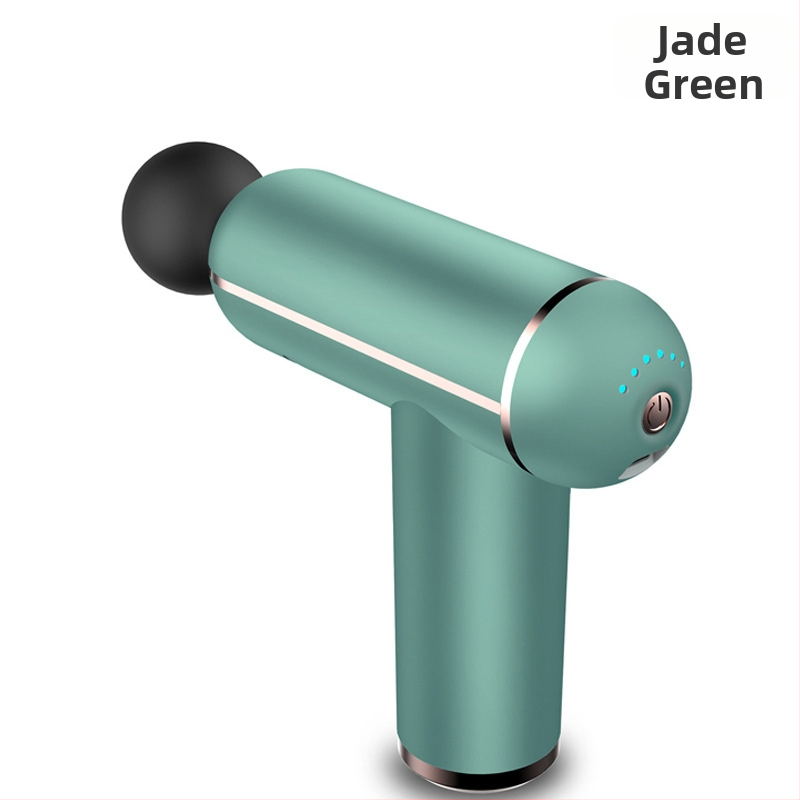 Mini fascijos masažuoklis su įmontuota baterija, šepetinis variklis, 4 masažo antgaliai, karštojo kompresijos funkcija, LCD ekranas su 32 lygiais