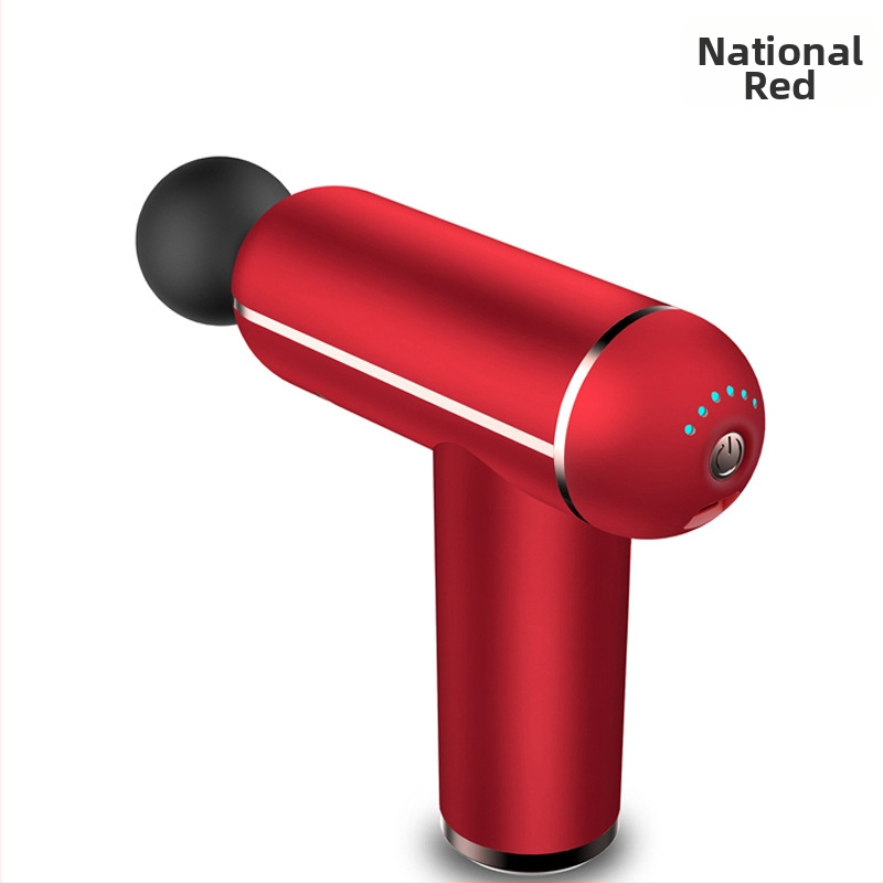 Mini fascijos masažuoklis su įmontuota baterija, šepetinis variklis, 4 masažo antgaliai, karštojo kompresijos funkcija, LCD ekranas su 32 lygiais