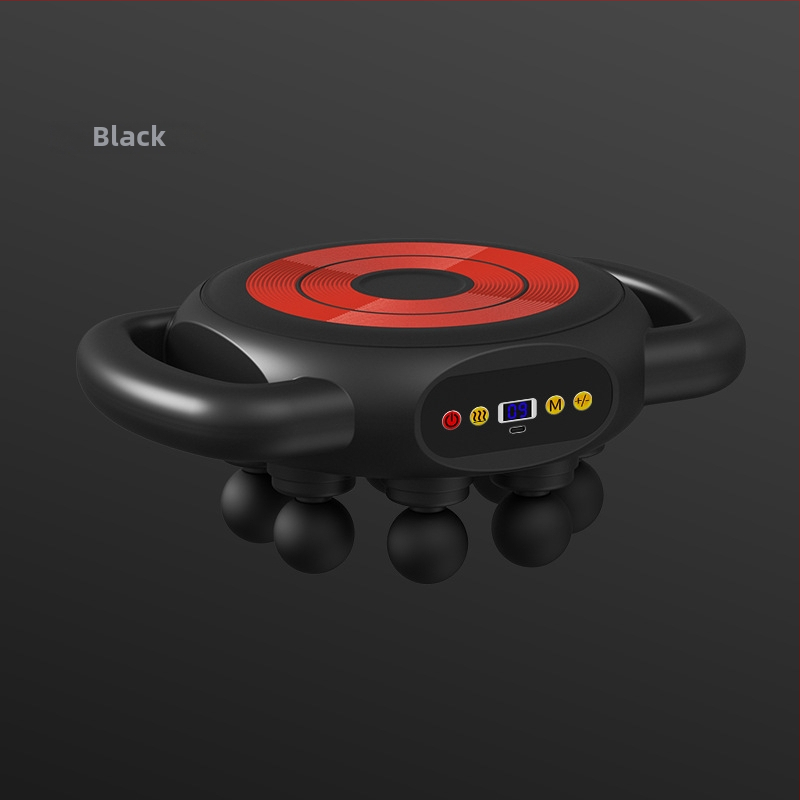 Fascia Gun raumenų masažuoklis - 4 galvos, šepetėlinis variklis, įmontuota baterija 1200–2000 mAh, LCD ekranas, 5+ greičio lygiai (triukšmas < 36 dB)