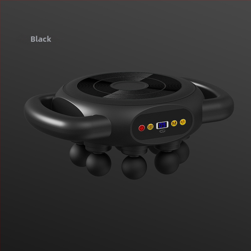 Fascia Gun raumenų masažuoklis - 4 galvos, šepetėlinis variklis, įmontuota baterija 1200–2000 mAh, LCD ekranas, 5+ greičio lygiai (triukšmas < 36 dB)