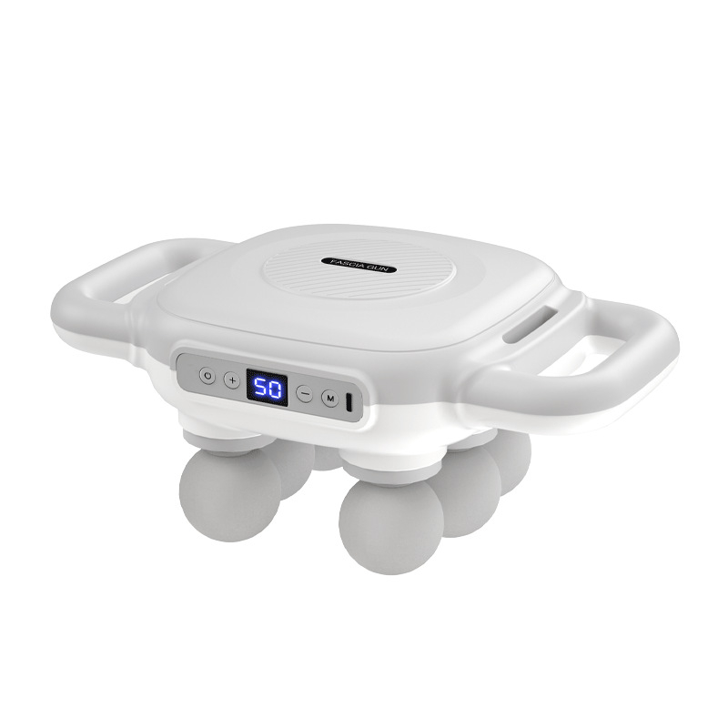 Šest glava fascia masažer s ugrađenom baterijom 2000–4000 mAh, trajanje 6–8 h, više od 5 razina brzine, tiho (<36 dB)