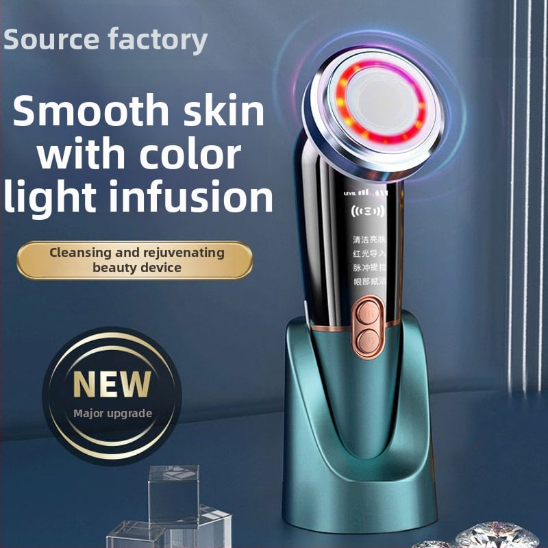 Veido masažuoklis su veido valymu ir odos atjauninimu; įmontuota baterija 500–800 mAh; nešiojamas dizainas.