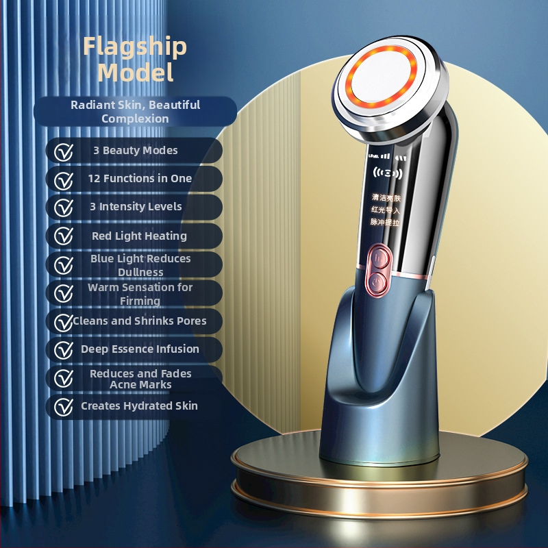 Veido masažuoklis su veido valymu ir odos atjauninimu; įmontuota baterija 500–800 mAh; nešiojamas dizainas.