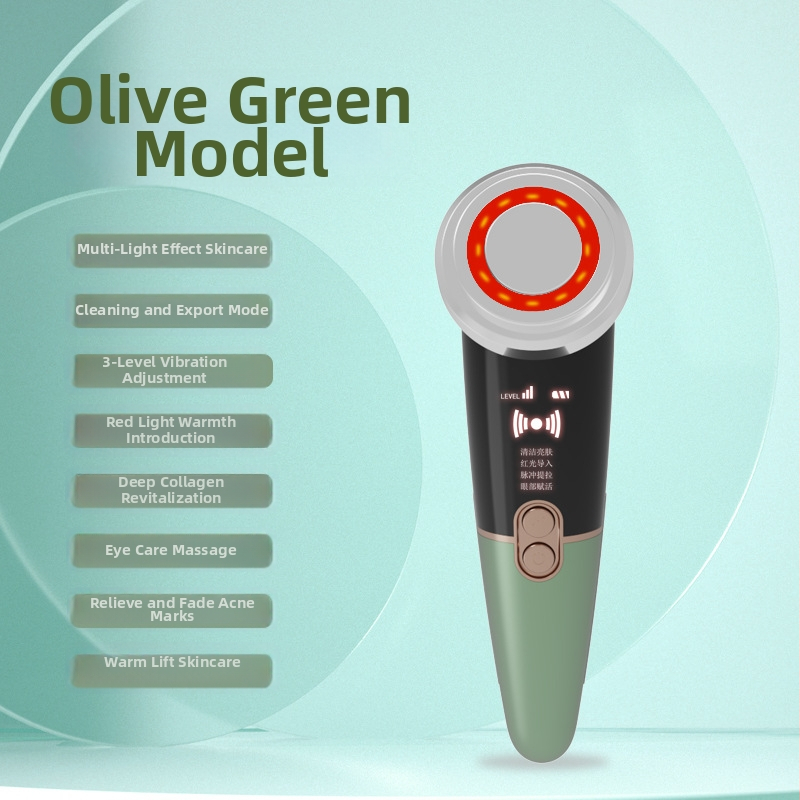 Veido masažuoklis su veido valymu ir odos atjauninimu; įmontuota baterija 500–800 mAh; nešiojamas dizainas.