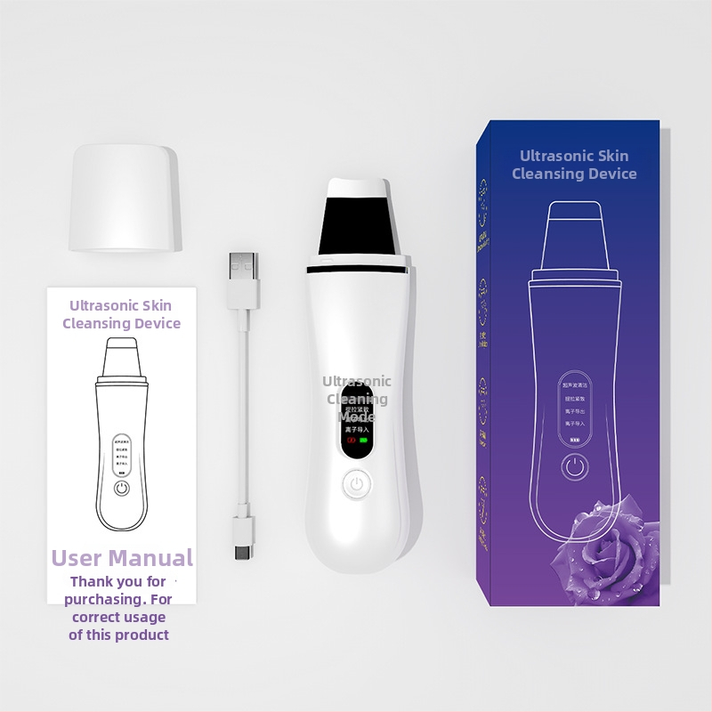 Ultragarsinis veido valymo įrenginys, šalinantis juodus inkštirus, balinimas ir jonų terapija, nešiojamas, įmontuota baterija 300–500mAh